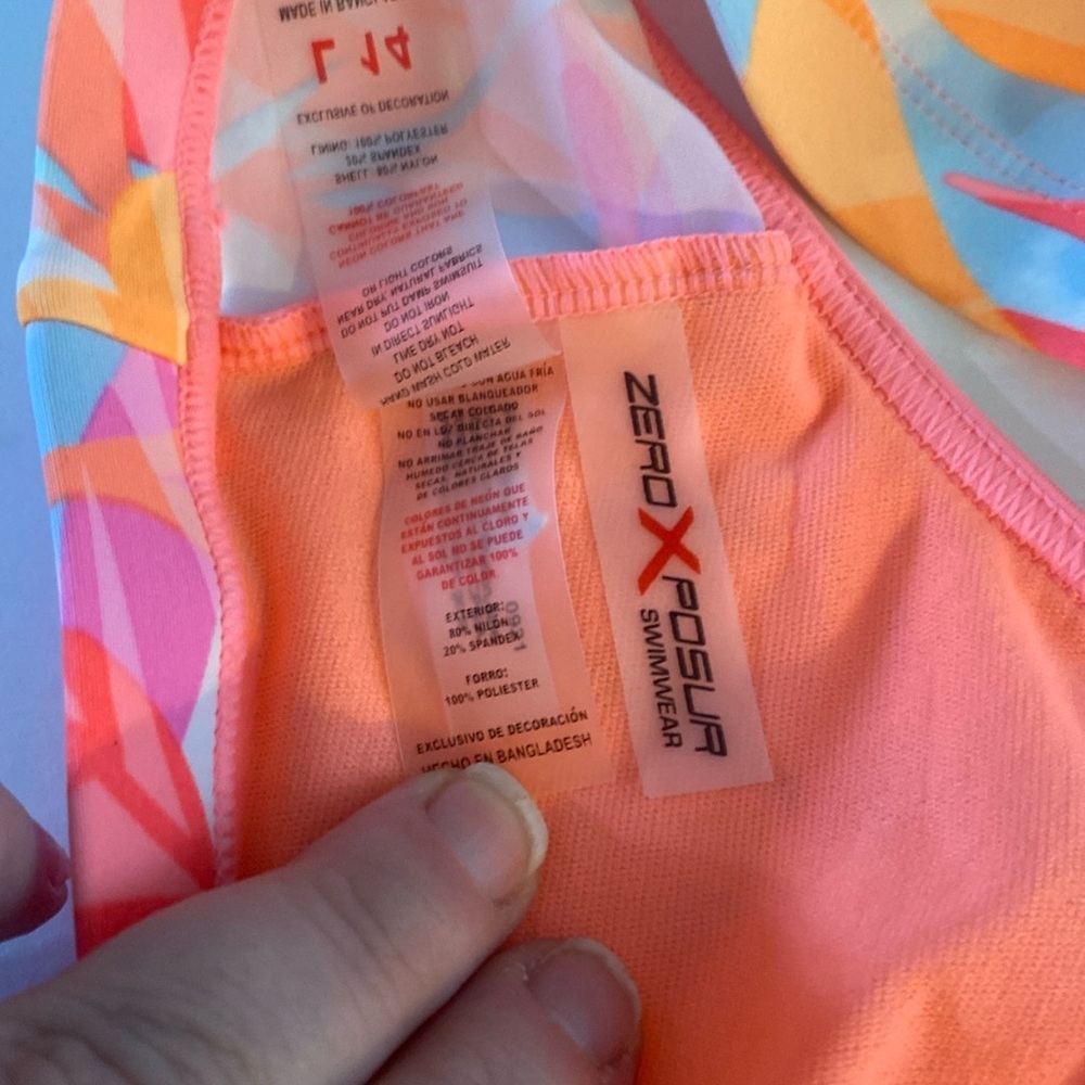 ZeroXPosur Swimwear, Bikini Set, Sz L, 14, Tie Dye, Neon, Boho, Pastel, NWOT - Picture 6 of 16